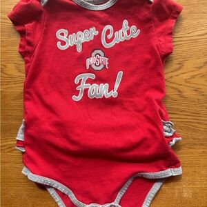Ohio State Super Cute Fan Red Onesie Ruffles 24M